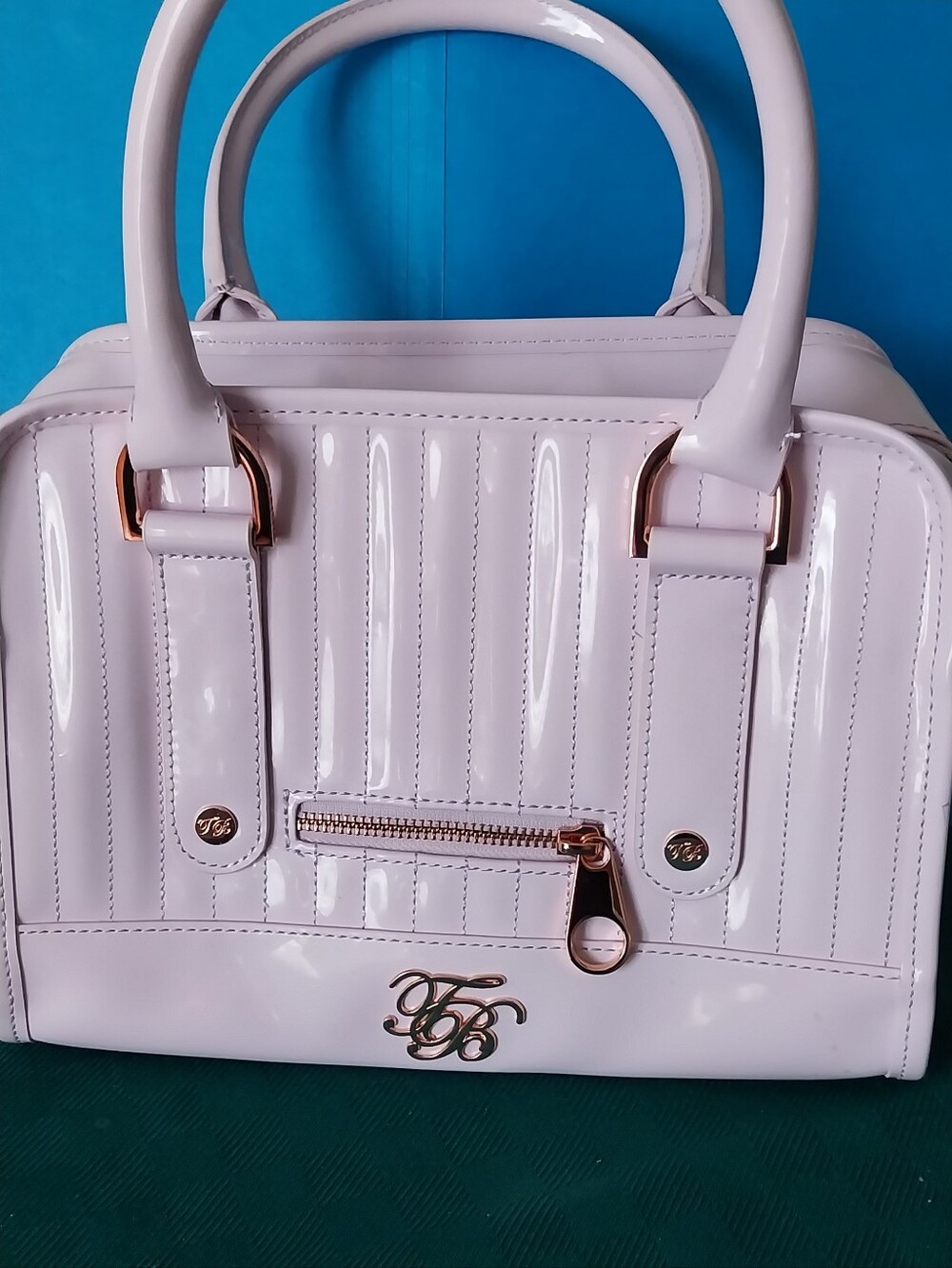 Ted Baker Light Pink Patent Satchel with Rose Gold Hardware